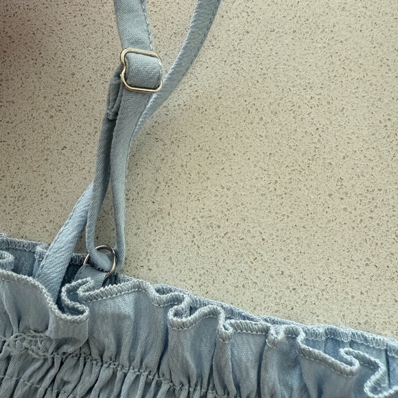 Baby Blue Ruched Tube Top w/ Optional Tie - Picture 4 of 7